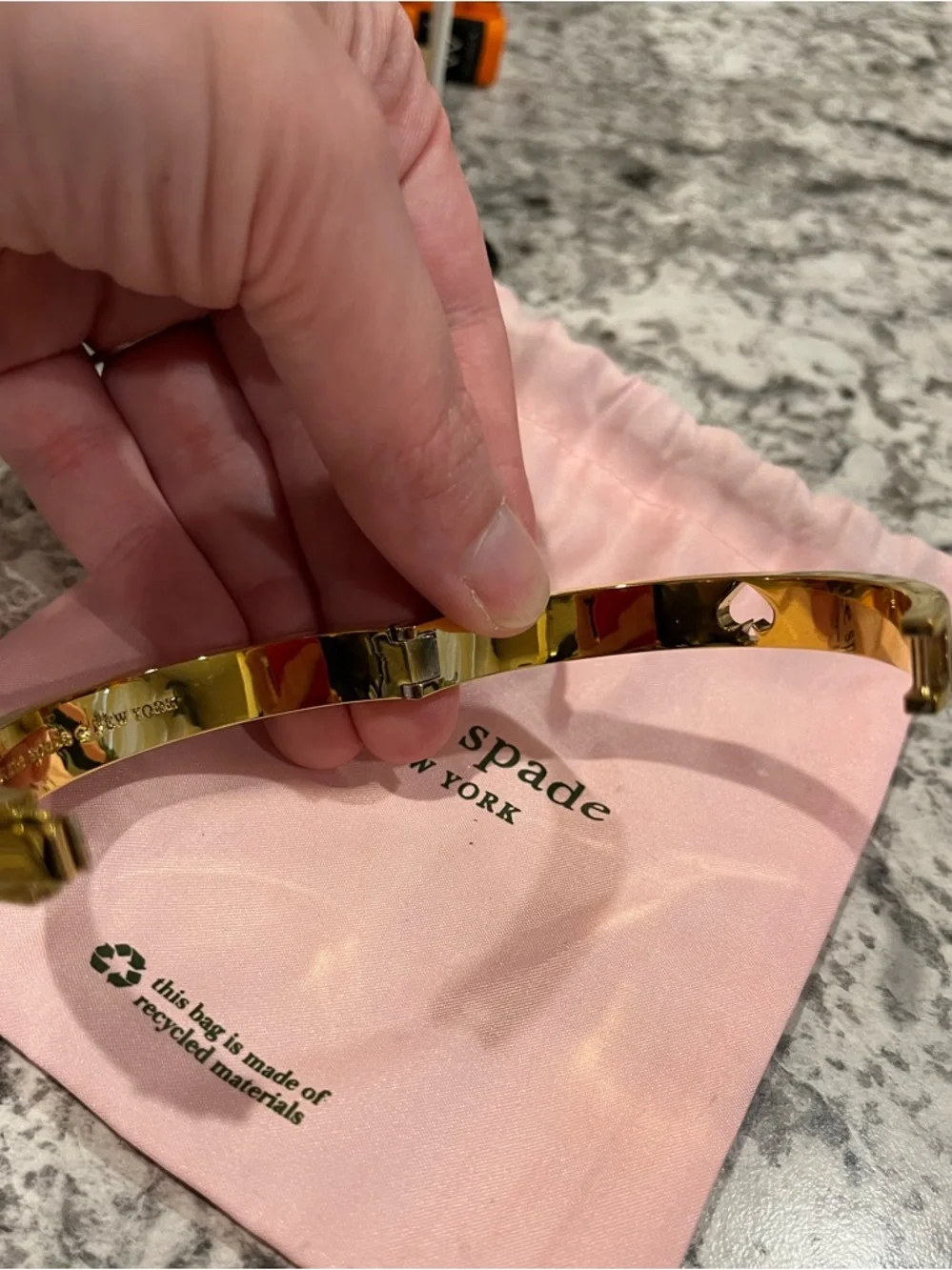 Kate Spade gold and white enamel hinges bangle bracelet - Picture 6 of 7